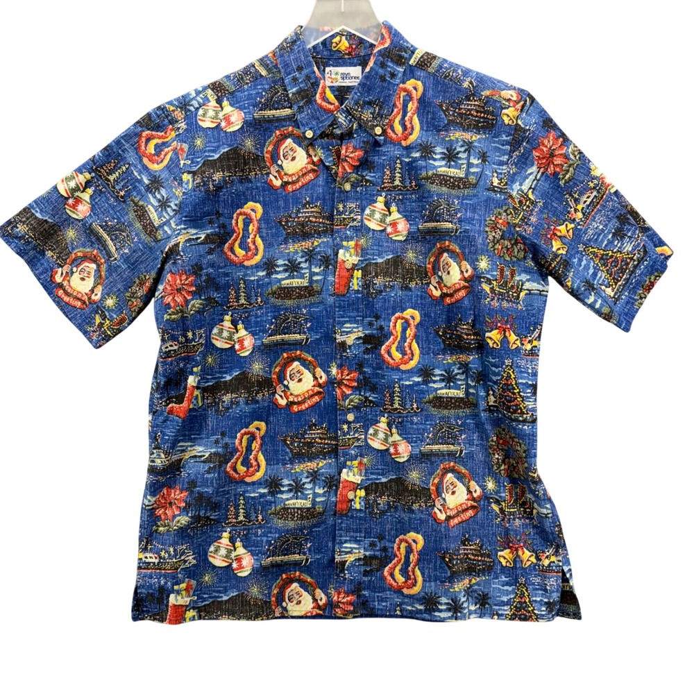 Reyn Spooner Mele Kalikimaka Christmas Santa Hawaiian Aloha Shirt Large 2013